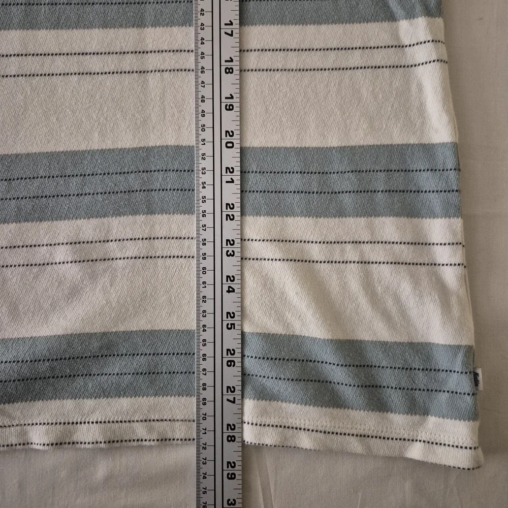 Katin Mens Large Striped Short Sleeve Cotton T-Shirt Cream Sage Green Surf Tee